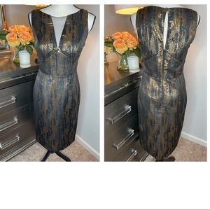 𝅺NWOT S Collections Black and Gold Cocktail Dress size 6